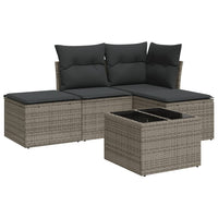 Set Divano da Giardino 5 pz con Cuscini Grigio in Polyrattan 3217490