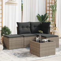 Set Divano da Giardino 5 pz con Cuscini Grigio in Polyrattan 3217490