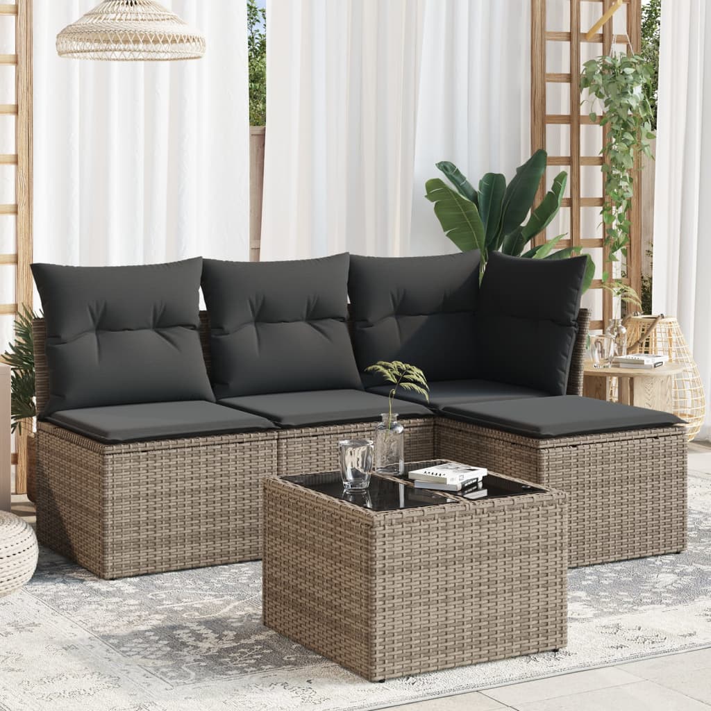 Set Divano da Giardino 5 pz con Cuscini Grigio in Polyrattancod mxl 87530