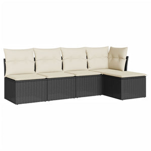 Set Divani da Giardino 5 pz con Cuscini in Polyrattan Nero 3217516