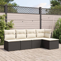 Set Divani da Giardino 5 pz con Cuscini in Polyrattan Nero 3217516