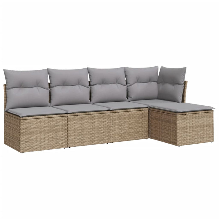 Set Divano da Giardino 5 pz con Cuscini Beige in Polyrattan 3217519