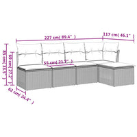 Set Divano da Giardino 5pz con Cuscini Grigio Chiaro Polyrattan 3217522