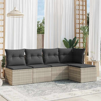 Set Divano da Giardino 5pz con Cuscini Grigio Chiaro Polyrattan 3217522