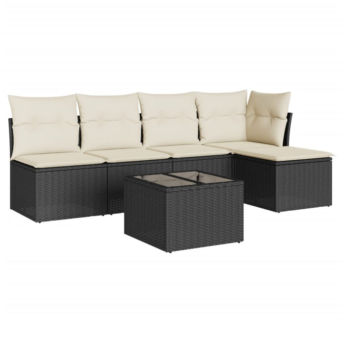 Set Divano da Giardino 6 pz con Cuscini Nero in Polyrattancod mxl 111534