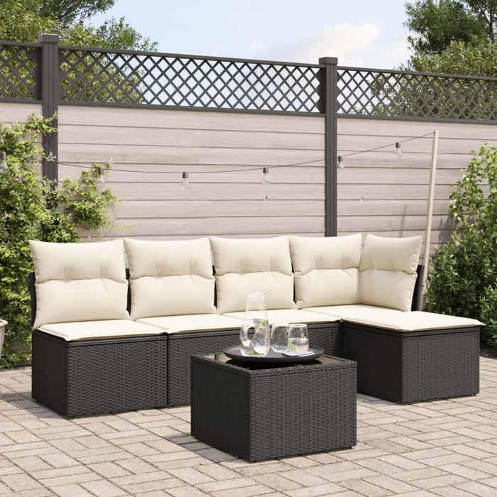 Set Divano da Giardino 6 pz con Cuscini Nero in Polyrattancod mxl 111534