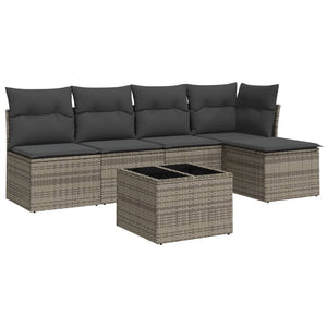 Set Divano da Giardino 6 pz con Cuscini Grigio in Polyrattancod mxl 112007