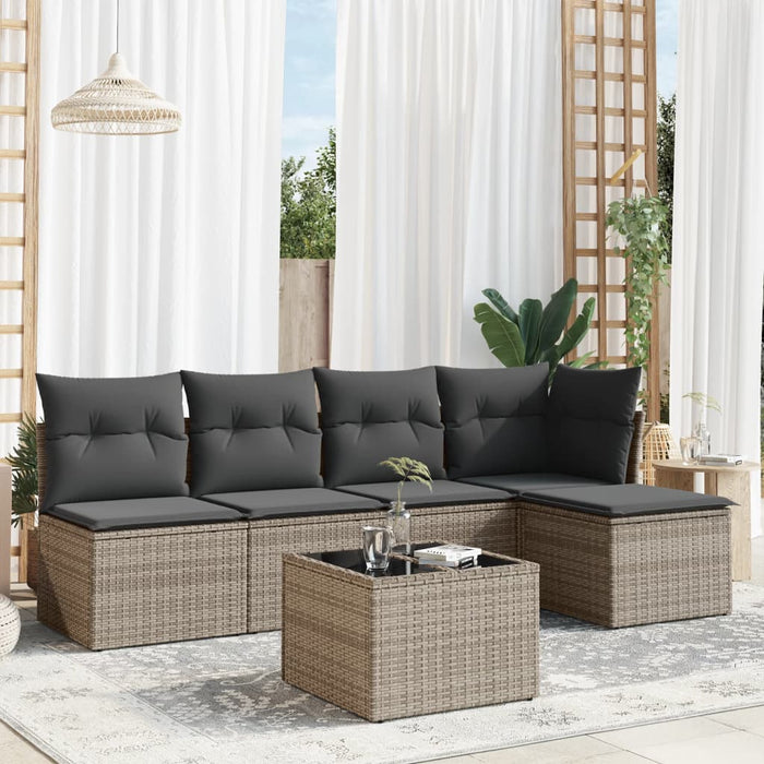 Set Divano da Giardino 6 pz con Cuscini Grigio in Polyrattancod mxl 112007