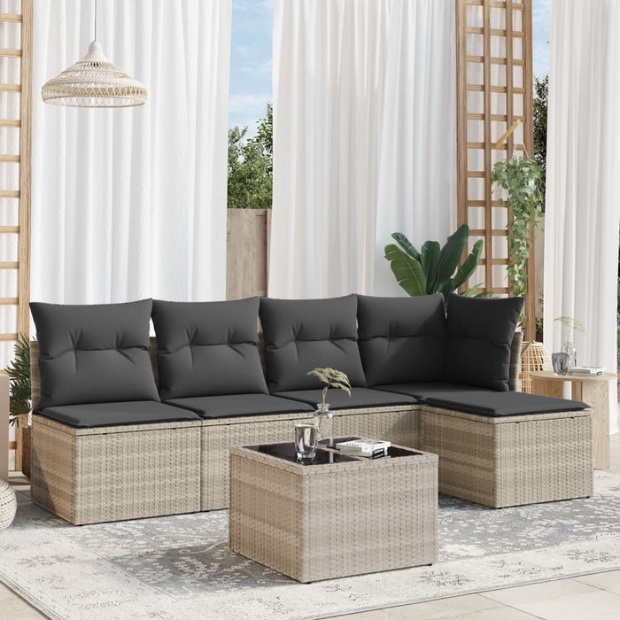 Set Divano da Giardino 6pz con Cuscini Grigio Chiaro Polyrattan 3217532