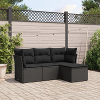 Set Divani da Giardino 4 pz con Cuscini Nero in Polyrattan 3217535