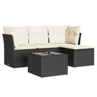 Set Divani da Giardino 5 pz con Cuscini in Polyrattan Nero 3217546