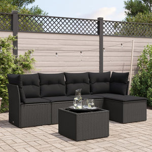 Set Divano da Giardino 6 pz con Cuscini Nero in Polyrattancod mxl 87532