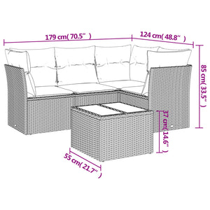 Set Divano da Giardino 5 pz con Cuscini Grigio in Polyrattancod mxl 87514