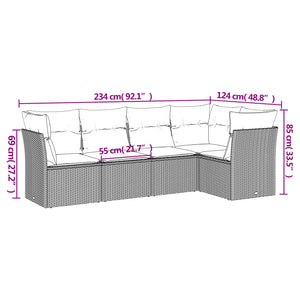 Set Divano da Giardino 5 pz con Cuscini Marrone in Polyrattan 3217603