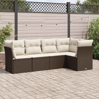 Set Divano da Giardino 5 pz con Cuscini Marrone in Polyrattan 3217603