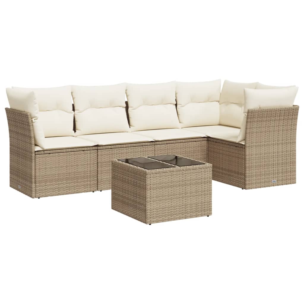 Set Divano da Giardino 6 pz con Cuscini Beige in Polyrattancod mxl 111520