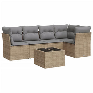 Set Divano da Giardino 6 pz con Cuscini Beige in Polyrattancod mxl 89441