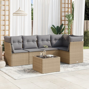 Set Divano da Giardino 6 pz con Cuscini Beige in Polyrattancod mxl 89441