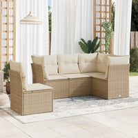 Set Divano da Giardino 5 pz con Cuscini Beige in Polyrattan 3217638