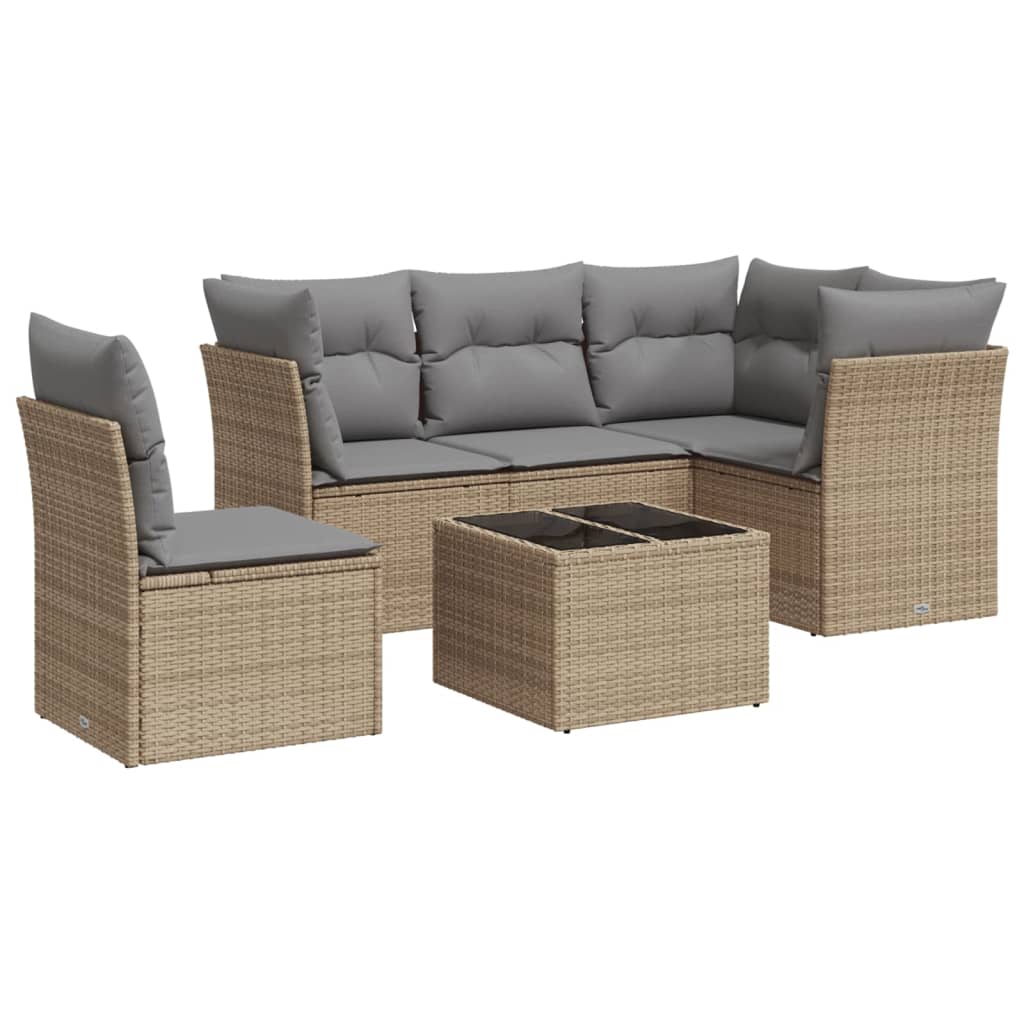 Set Divano da Giardino 6 pz con Cuscini Beige in Polyrattancod mxl 87512