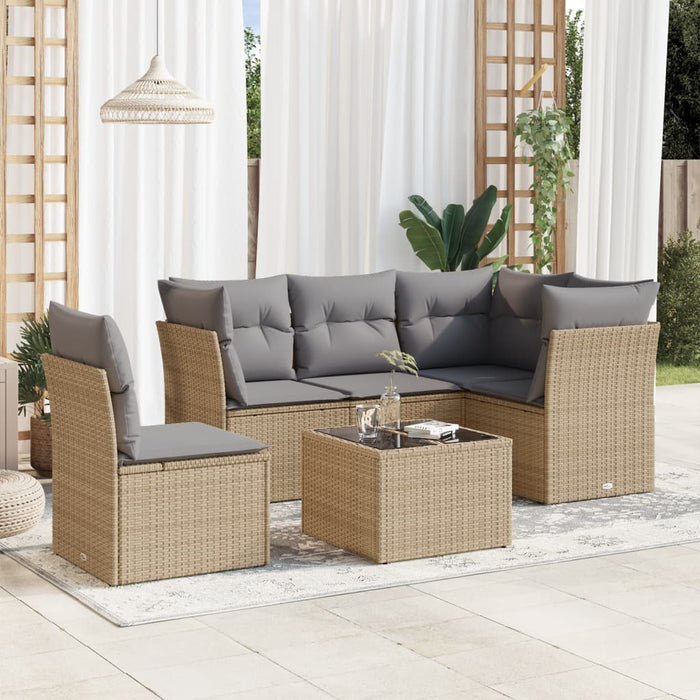 Set Divano da Giardino 6 pz con Cuscini Beige in Polyrattancod mxl 87512