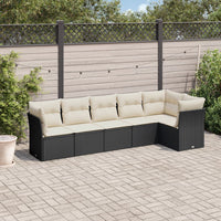 Set Divano da Giardino 6 pz con Cuscini Nero in Polyrattan 3217656