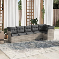 Set Divano da Giardino 6pz con Cuscini Grigio Chiaro Polyrattan 3217662