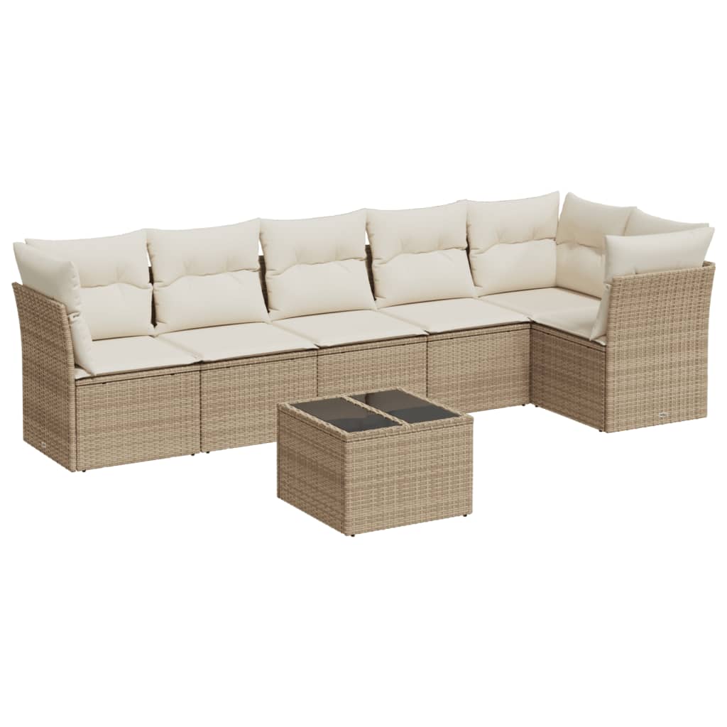 Set Divani da Giardino 7 pz con Cuscini Beige in Polyrattancod mxl 86991