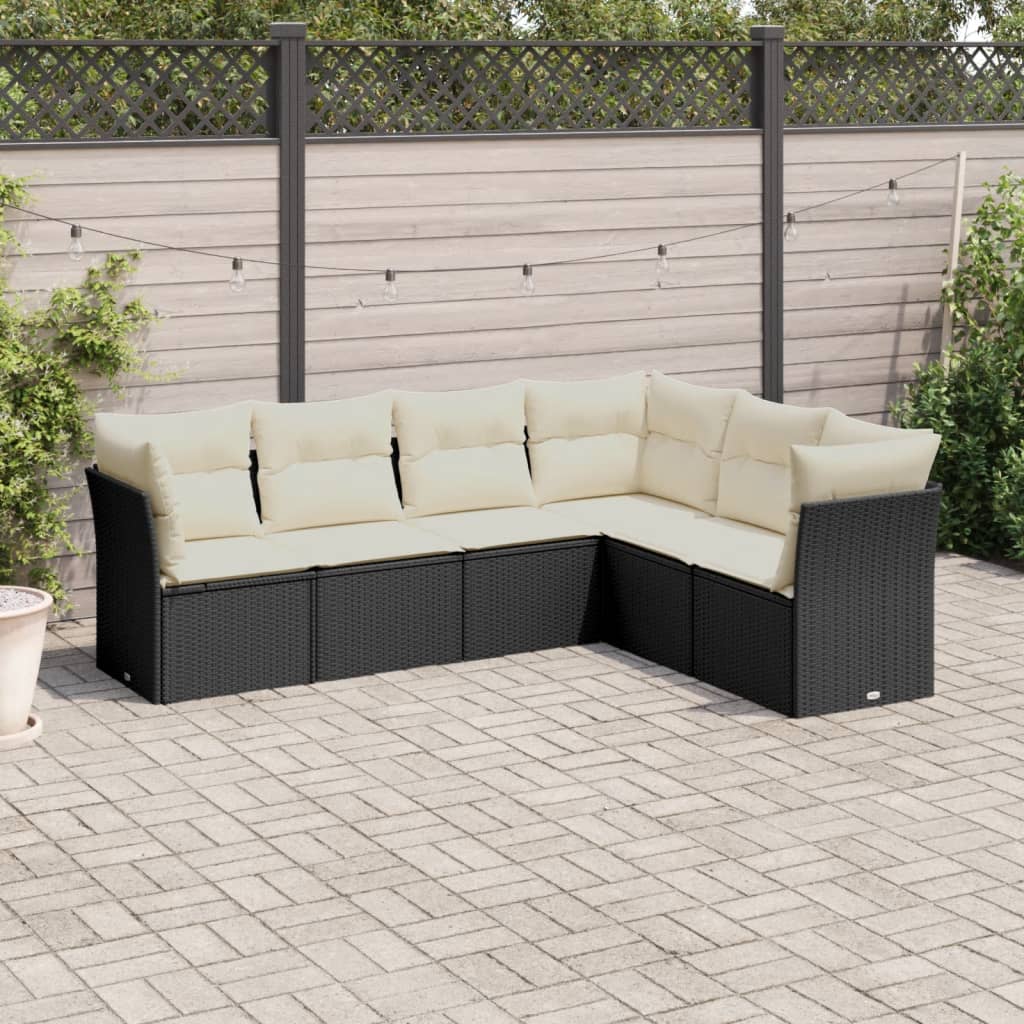 Set Divano da Giardino 6 pz con Cuscini Nero in Polyrattancod mxl 111010