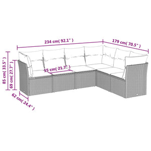 Set Divano da Giardino 6 pz con Cuscini Grigio in Polyrattan 3217680