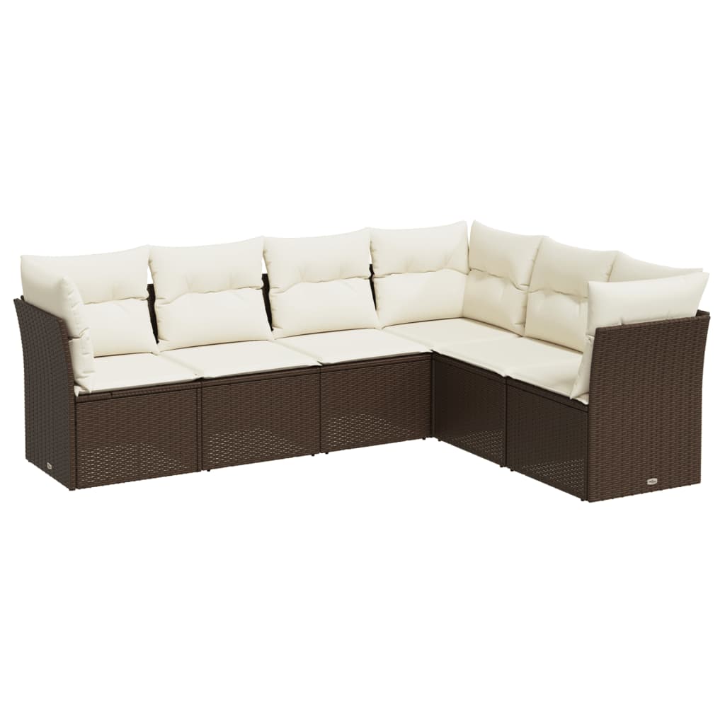 Set Divani da Giardino 6 pz con Cuscini Marrone in Polyrattancod mxl 111014