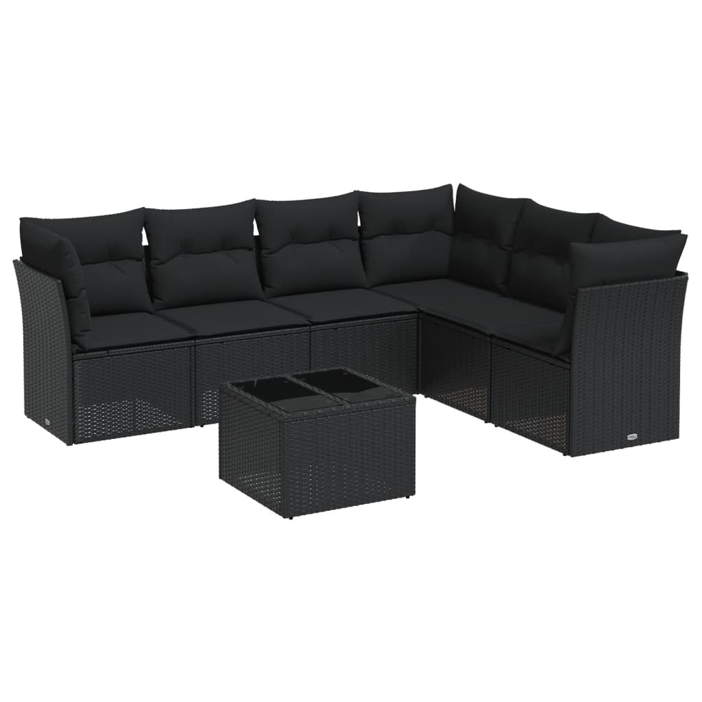 Set Divani da Giardino con Cuscini 7pz Nero Polyrattan 3217685