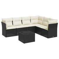 Set Divani da Giardino con Cuscini 7pz Nero Polyrattan 3217686