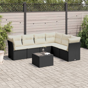 Set Divani da Giardino con Cuscini 7pz Nero Polyrattan 3217686