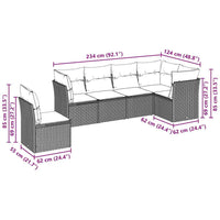 Set Divano da Giardino 6pz con Cuscini Grigio Chiaro Polyrattan 3217702