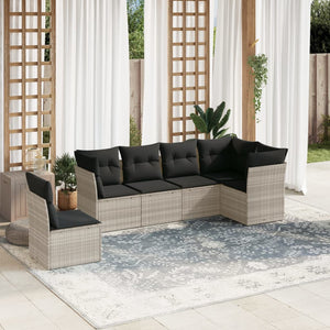 Set Divano da Giardino 6pz con Cuscini Grigio Chiaro Polyrattan 3217702