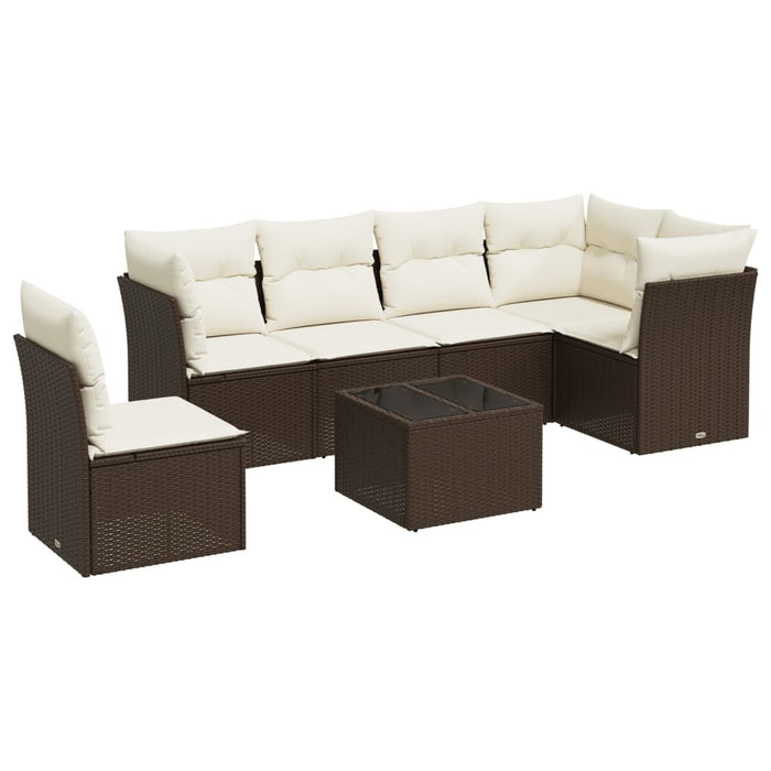 Set Divani da Giardino 6 pz con Cuscini Marrone in Polyrattan 3217703