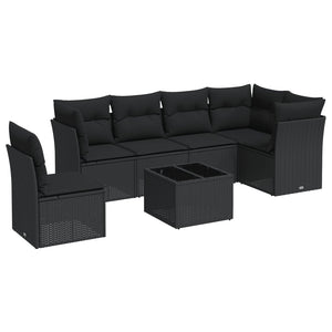 Set Divani da Giardino con Cuscini 7pz Nero Polyrattancod mxl 87461