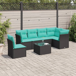 Set Divani da Giardino con Cuscini 7pz Nero Polyrattancod mxl 87461