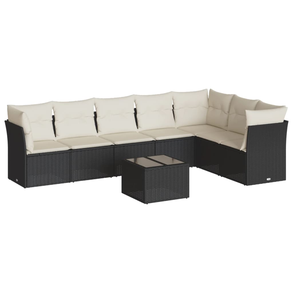 Set Divani da Giardino con Cuscini 8 pz Nero in Polyrattan 3217746