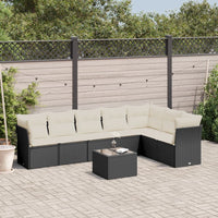 Set Divani da Giardino con Cuscini 8 pz Nero in Polyrattan 3217746