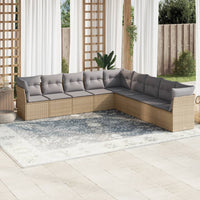 Set Divano da Giardino 9 pz con Cuscini Beige in Polyrattan 3217779