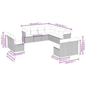 Set Divani da Giardino 11 pz con Cuscini in Polyrattan Nerocod mxl 87936