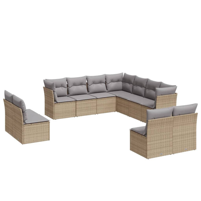 Set Divani da Giardino 11 pz con Cuscini Beige in Polyrattan 3217819