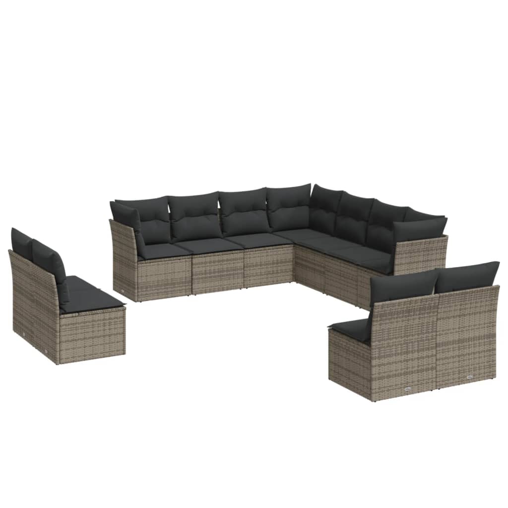 Set Divani da Giardino 11 pz con Cuscini in Polyrattan Grigiocod mxl 87064