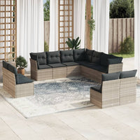 Set Divani da Giardino 11 pz con Cuscini in Polyrattan Grigio 3217822