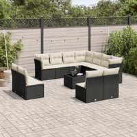 Set Divani da Giardino 12 pz con Cuscini Nero in Polyrattan 3217826