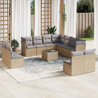 Set Divani da Giardino 12 pz con Cuscini Beige in Polyrattan 3217829