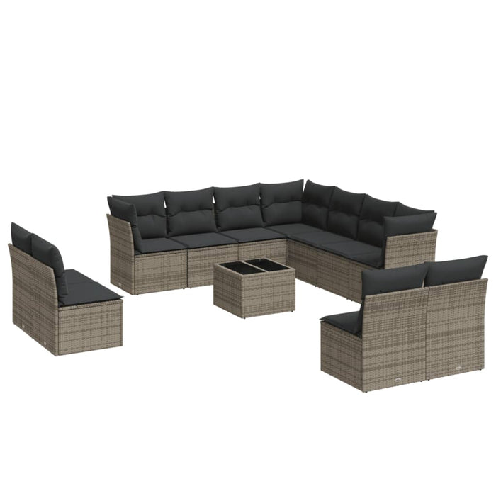 Set Divani da Giardino 12 pz con Cuscini Grigio in Polyrattan 3217830