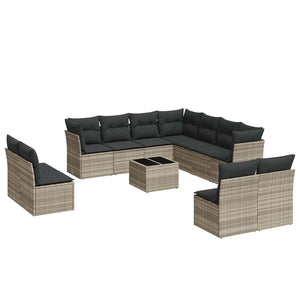 Set Divano Giardino 12 pz con Cuscini Grigio Chiaro Polyrattan 3217832